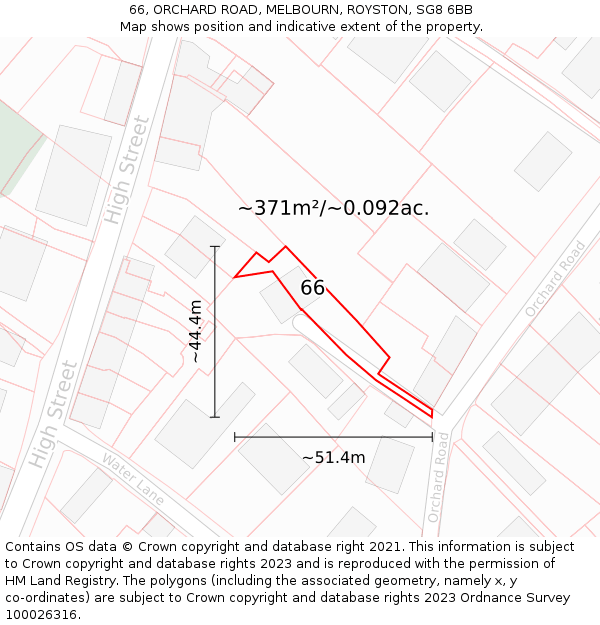 66, ORCHARD ROAD, MELBOURN, ROYSTON, SG8 6BB: Plot and title map