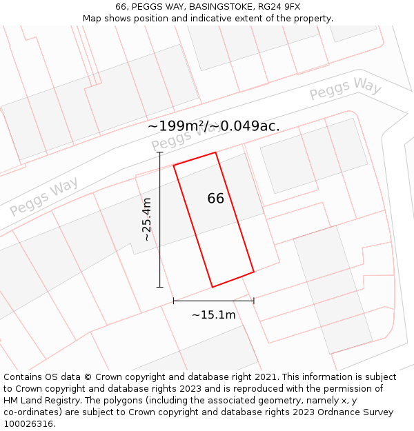 66, PEGGS WAY, BASINGSTOKE, RG24 9FX: Plot and title map