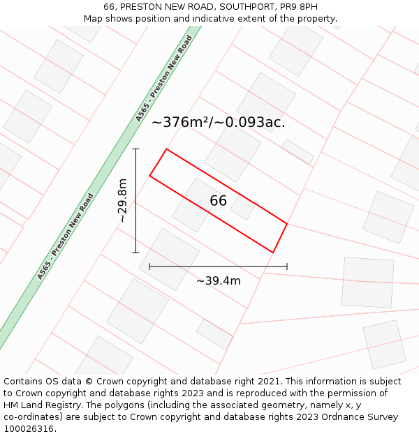 66, PRESTON NEW ROAD, SOUTHPORT, PR9 8PH: Plot and title map