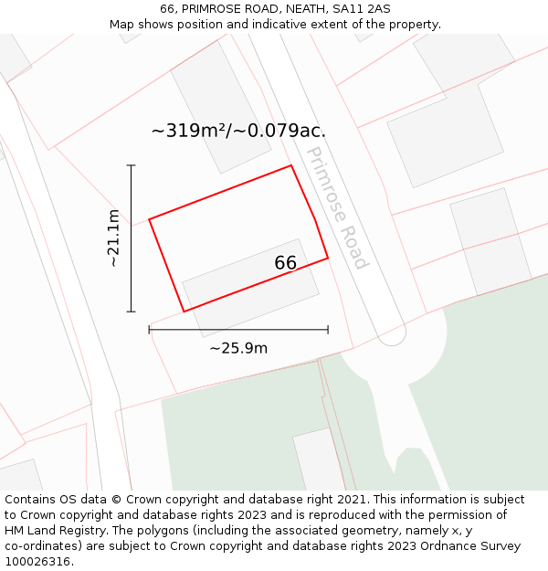 66, PRIMROSE ROAD, NEATH, SA11 2AS: Plot and title map