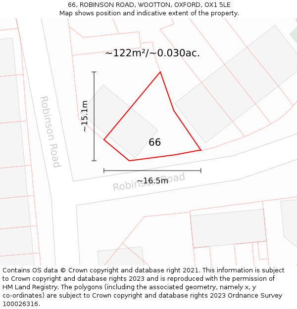 66, ROBINSON ROAD, WOOTTON, OXFORD, OX1 5LE: Plot and title map