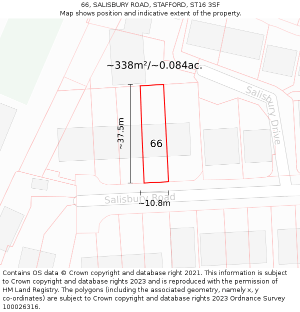 66, SALISBURY ROAD, STAFFORD, ST16 3SF: Plot and title map