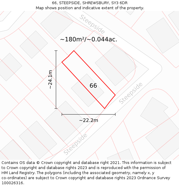 66, STEEPSIDE, SHREWSBURY, SY3 6DR: Plot and title map
