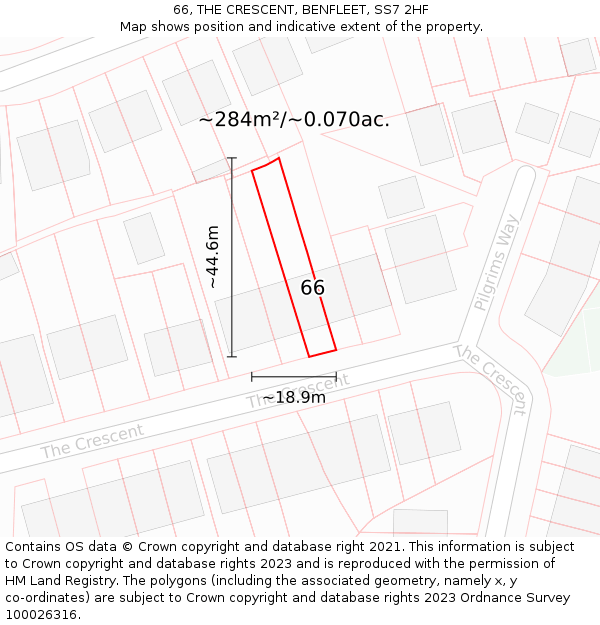 66, THE CRESCENT, BENFLEET, SS7 2HF: Plot and title map