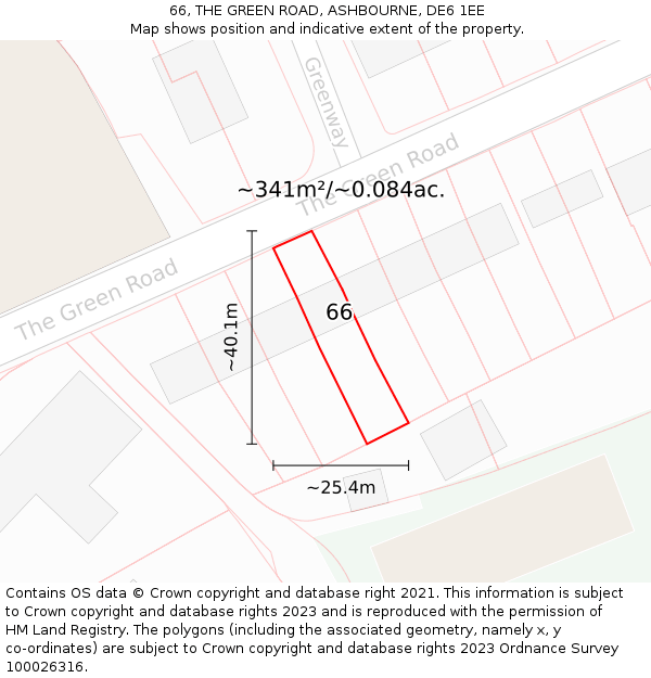 66, THE GREEN ROAD, ASHBOURNE, DE6 1EE: Plot and title map