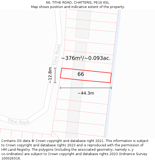 66, TITHE ROAD, CHATTERIS, PE16 6SL: Plot and title map