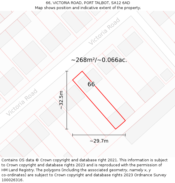 66, VICTORIA ROAD, PORT TALBOT, SA12 6AD: Plot and title map