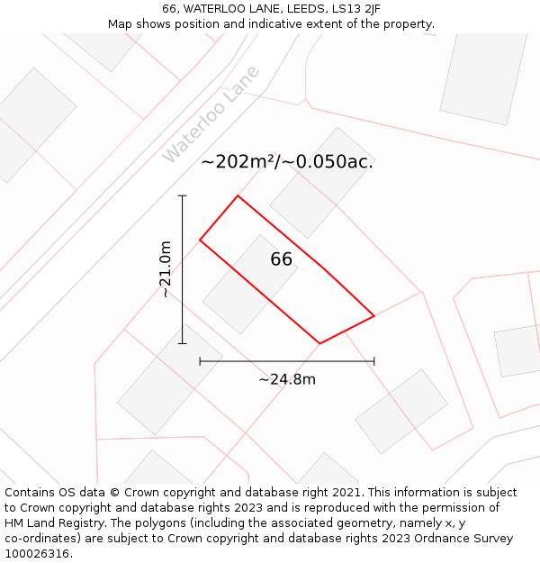 66, WATERLOO LANE, LEEDS, LS13 2JF: Plot and title map