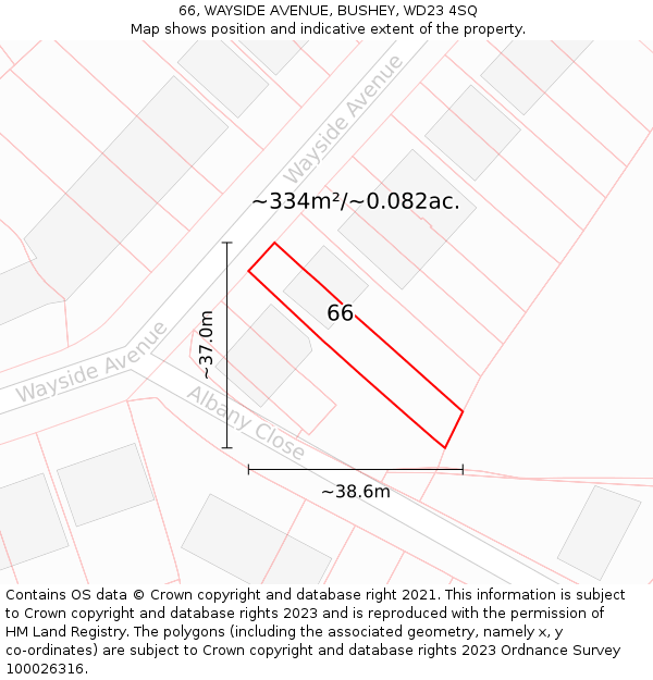 66, WAYSIDE AVENUE, BUSHEY, WD23 4SQ: Plot and title map