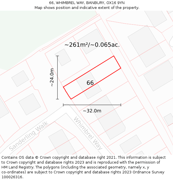 66, WHIMBREL WAY, BANBURY, OX16 9YN: Plot and title map