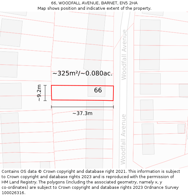 66, WOODFALL AVENUE, BARNET, EN5 2HA: Plot and title map