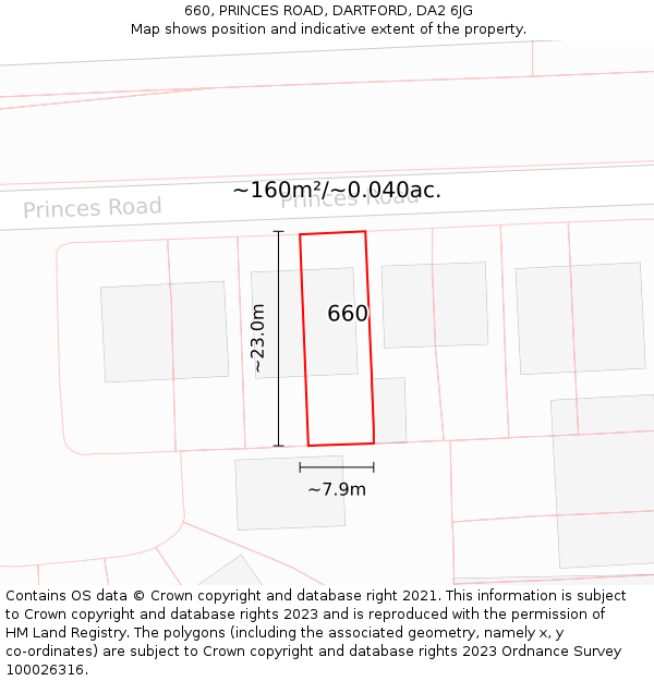 660, PRINCES ROAD, DARTFORD, DA2 6JG: Plot and title map