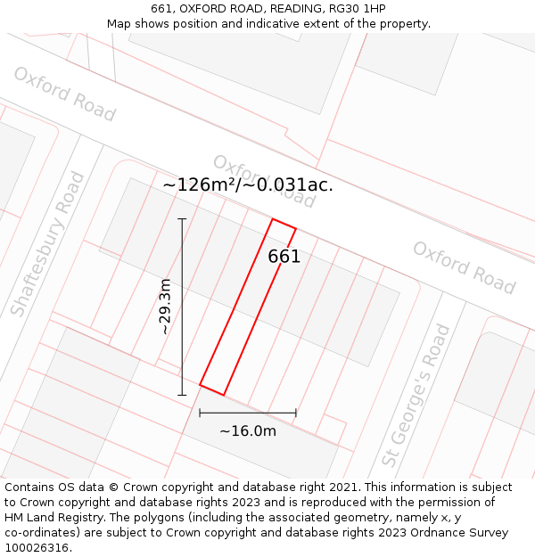 661, OXFORD ROAD, READING, RG30 1HP: Plot and title map