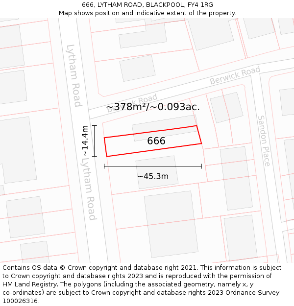 666, LYTHAM ROAD, BLACKPOOL, FY4 1RG: Plot and title map