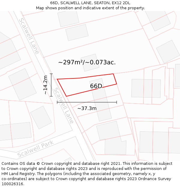 66D, SCALWELL LANE, SEATON, EX12 2DL: Plot and title map