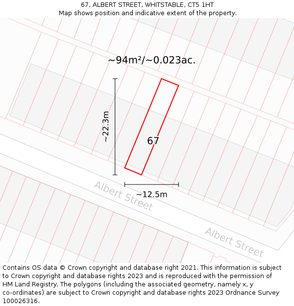 67, ALBERT STREET, WHITSTABLE, CT5 1HT: Plot and title map