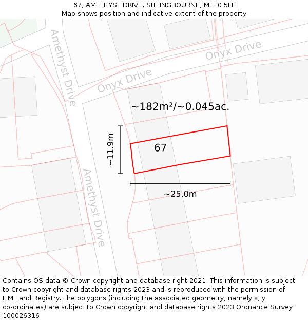67, AMETHYST DRIVE, SITTINGBOURNE, ME10 5LE: Plot and title map