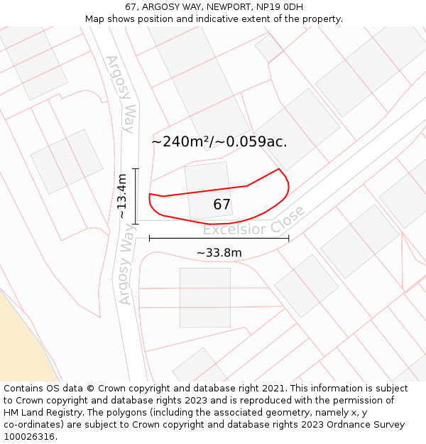 67, ARGOSY WAY, NEWPORT, NP19 0DH: Plot and title map