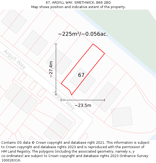 67, ARGYLL WAY, SMETHWICK, B66 2BQ: Plot and title map