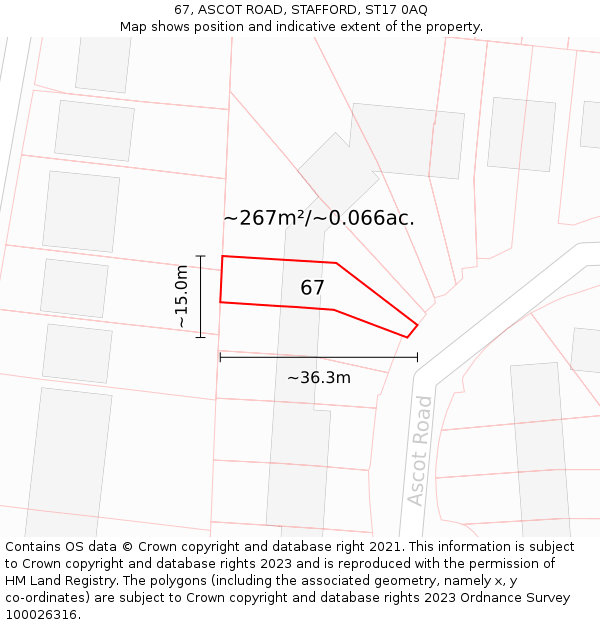 67, ASCOT ROAD, STAFFORD, ST17 0AQ: Plot and title map