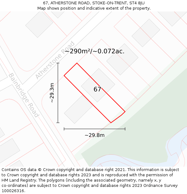 67, ATHERSTONE ROAD, STOKE-ON-TRENT, ST4 8JU: Plot and title map