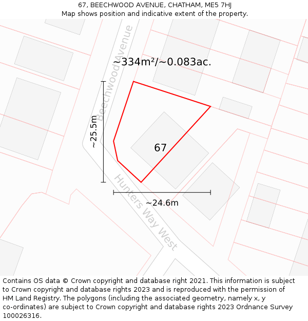 67, BEECHWOOD AVENUE, CHATHAM, ME5 7HJ: Plot and title map