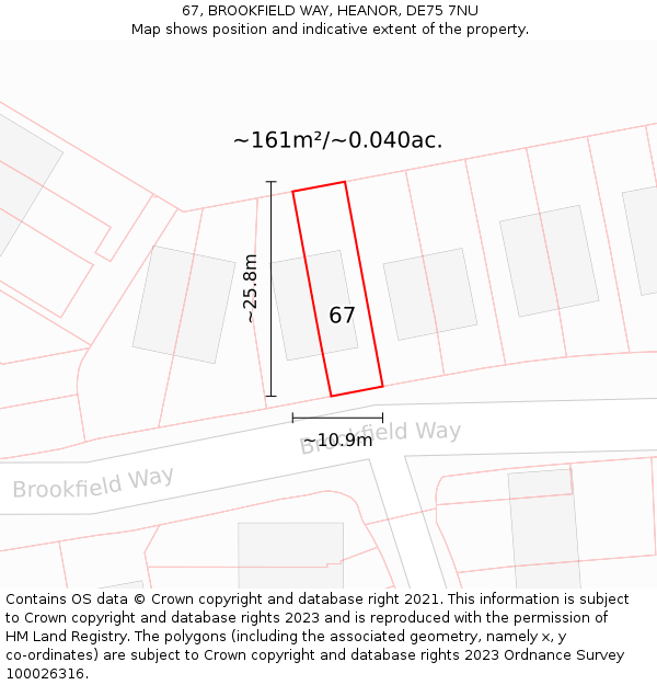 67, BROOKFIELD WAY, HEANOR, DE75 7NU: Plot and title map