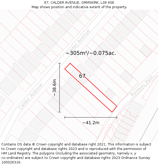 67, CALDER AVENUE, ORMSKIRK, L39 4SE: Plot and title map