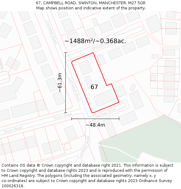 67, CAMPBELL ROAD, SWINTON, MANCHESTER, M27 5GR: Plot and title map