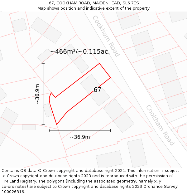 67, COOKHAM ROAD, MAIDENHEAD, SL6 7ES: Plot and title map