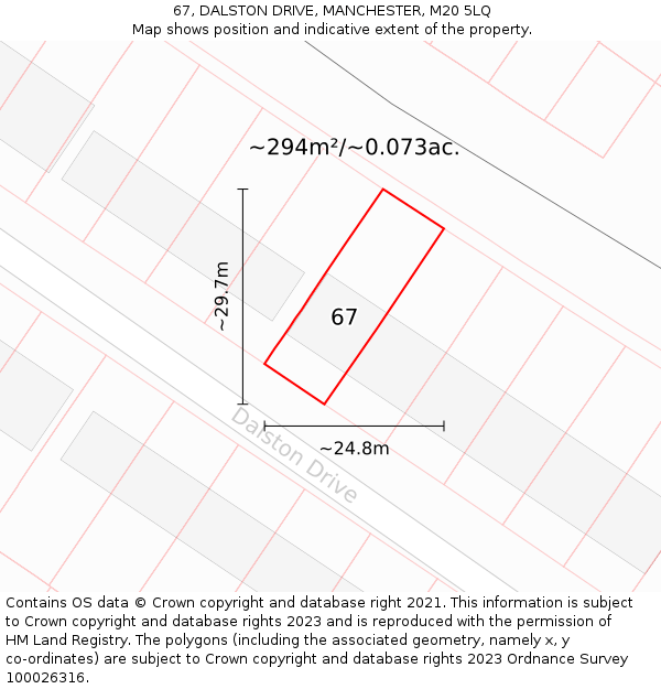 67, DALSTON DRIVE, MANCHESTER, M20 5LQ: Plot and title map