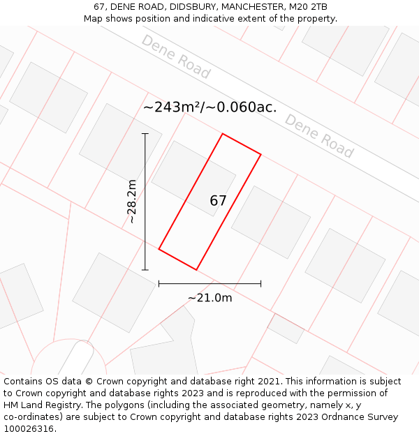 67, DENE ROAD, DIDSBURY, MANCHESTER, M20 2TB: Plot and title map