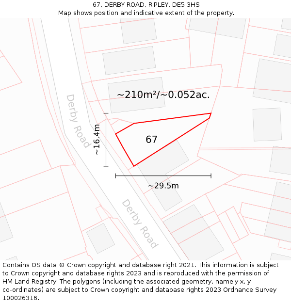67, DERBY ROAD, RIPLEY, DE5 3HS: Plot and title map