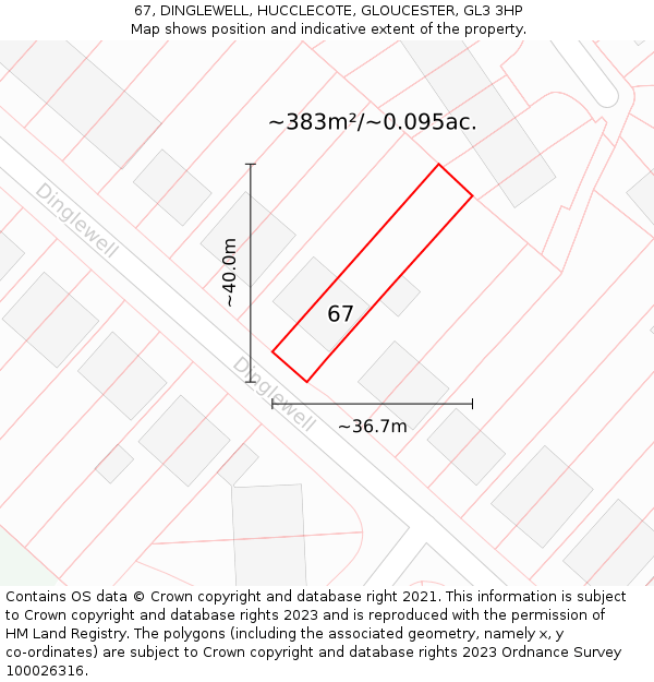 67, DINGLEWELL, HUCCLECOTE, GLOUCESTER, GL3 3HP: Plot and title map