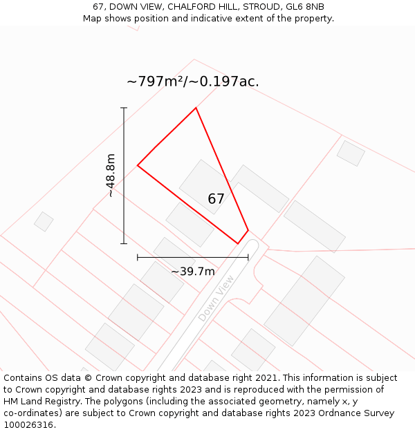 67, DOWN VIEW, CHALFORD HILL, STROUD, GL6 8NB: Plot and title map