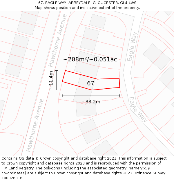 67, EAGLE WAY, ABBEYDALE, GLOUCESTER, GL4 4WS: Plot and title map