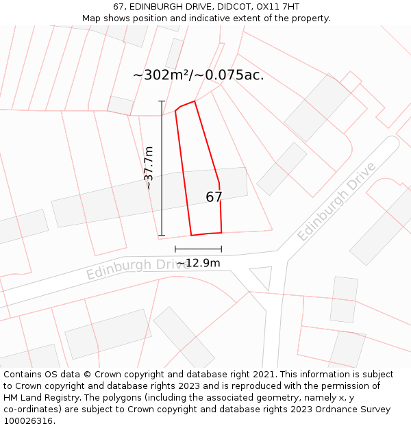 67, EDINBURGH DRIVE, DIDCOT, OX11 7HT: Plot and title map