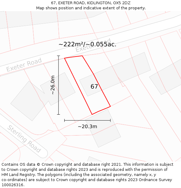 67, EXETER ROAD, KIDLINGTON, OX5 2DZ: Plot and title map