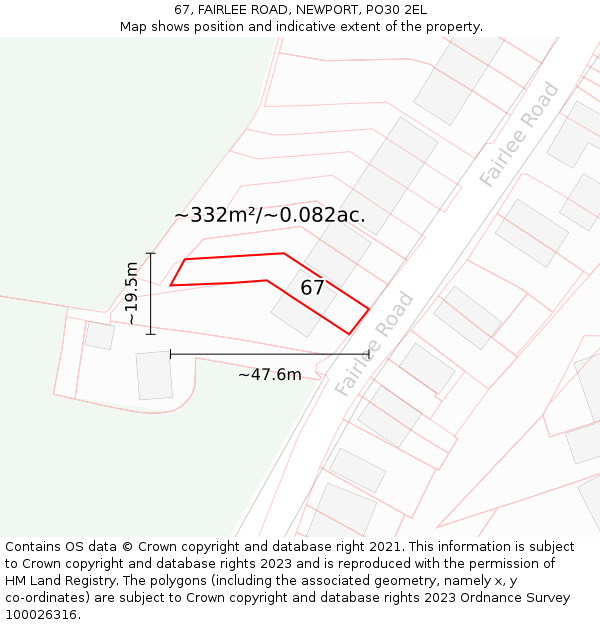 67, FAIRLEE ROAD, NEWPORT, PO30 2EL: Plot and title map