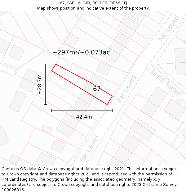 67, FAR LAUND, BELPER, DE56 1FJ: Plot and title map