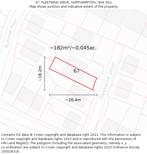 67, FLEETWIND DRIVE, NORTHAMPTON, NN4 0SU: Plot and title map