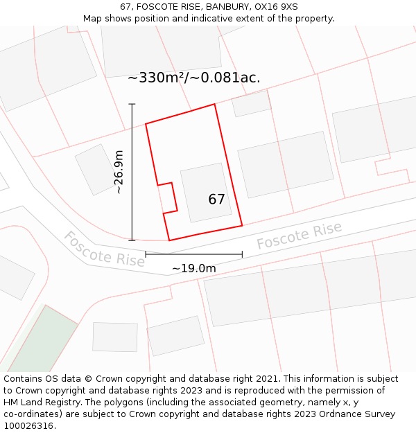 67, FOSCOTE RISE, BANBURY, OX16 9XS: Plot and title map