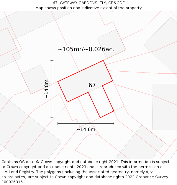 67, GATEWAY GARDENS, ELY, CB6 3DE: Plot and title map
