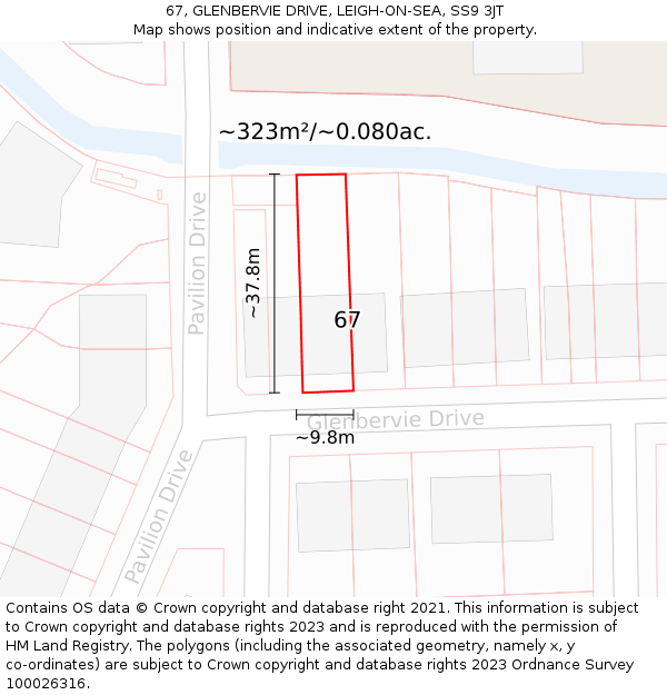 67, GLENBERVIE DRIVE, LEIGH-ON-SEA, SS9 3JT: Plot and title map