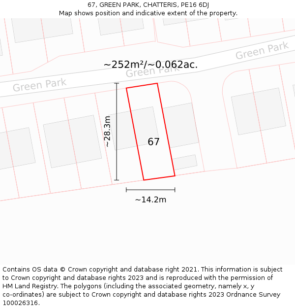 67, GREEN PARK, CHATTERIS, PE16 6DJ: Plot and title map