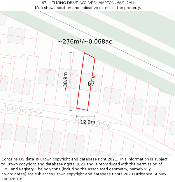 67, HELMING DRIVE, WOLVERHAMPTON, WV1 2AH: Plot and title map