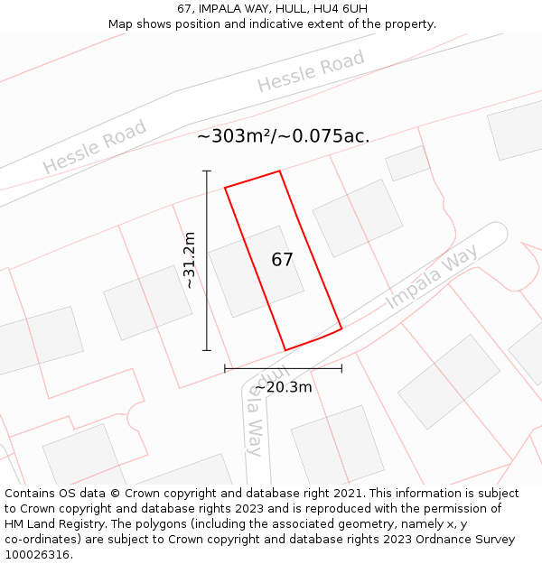 67, IMPALA WAY, HULL, HU4 6UH: Plot and title map
