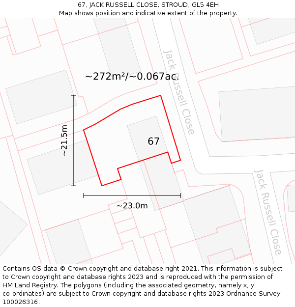 67, JACK RUSSELL CLOSE, STROUD, GL5 4EH: Plot and title map