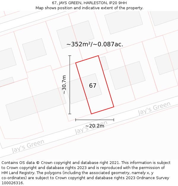 67, JAYS GREEN, HARLESTON, IP20 9HH: Plot and title map