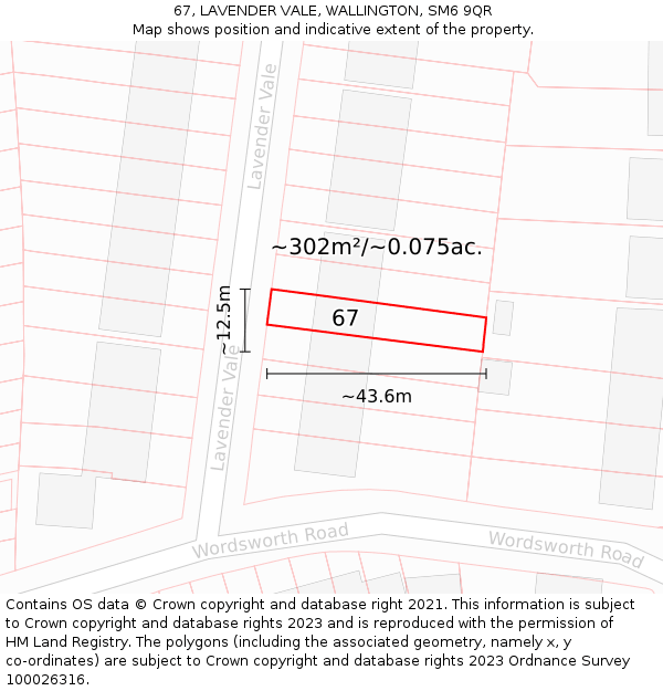67, LAVENDER VALE, WALLINGTON, SM6 9QR: Plot and title map